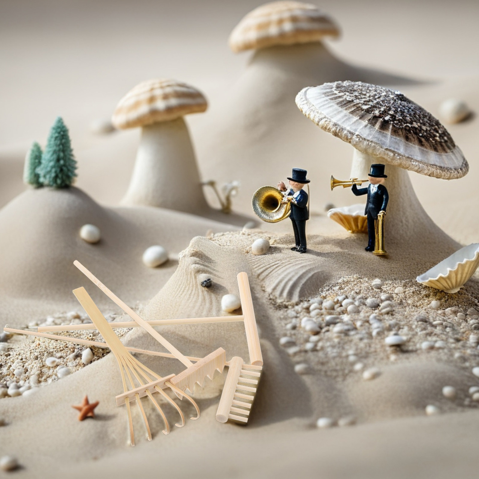 Zen Gardening Tools - Ensemble de 4 outils miniatures en