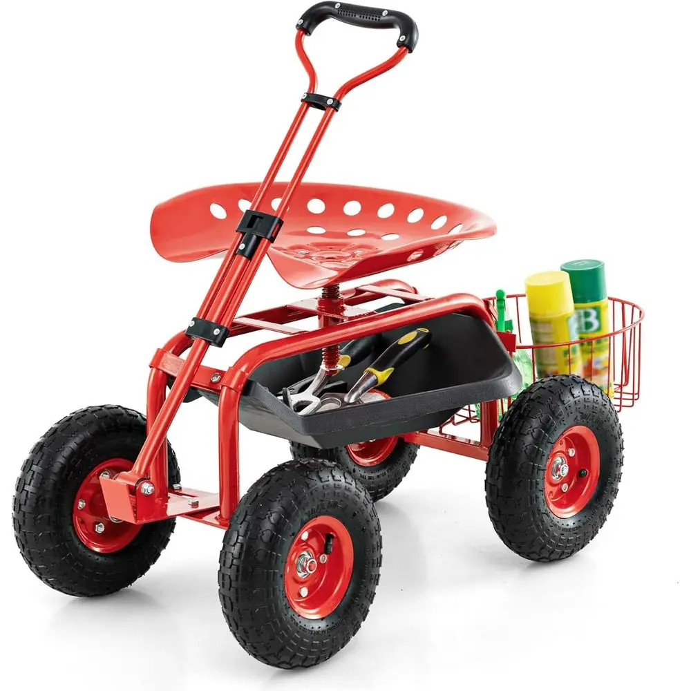 Gardening Tools Basket - Chariot de jardin réglable avec siège