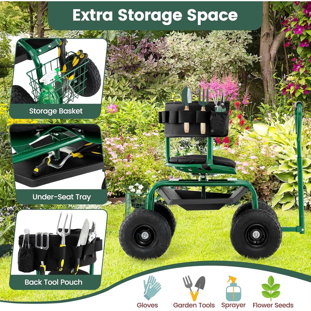 Siège de jardin avec roulettes - Gardening Tools Basket avis et prix