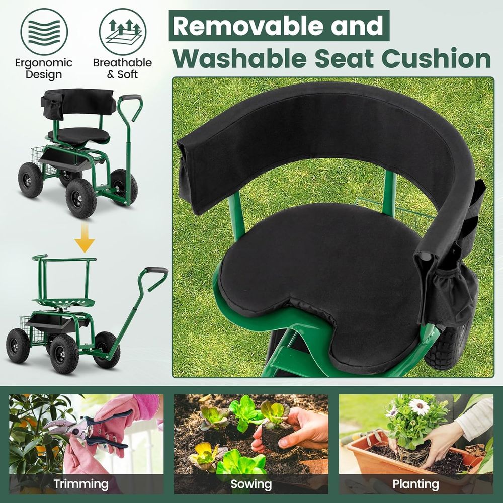 Siège de jardin avec roulettes - Gardening Tools Basket avis et prix