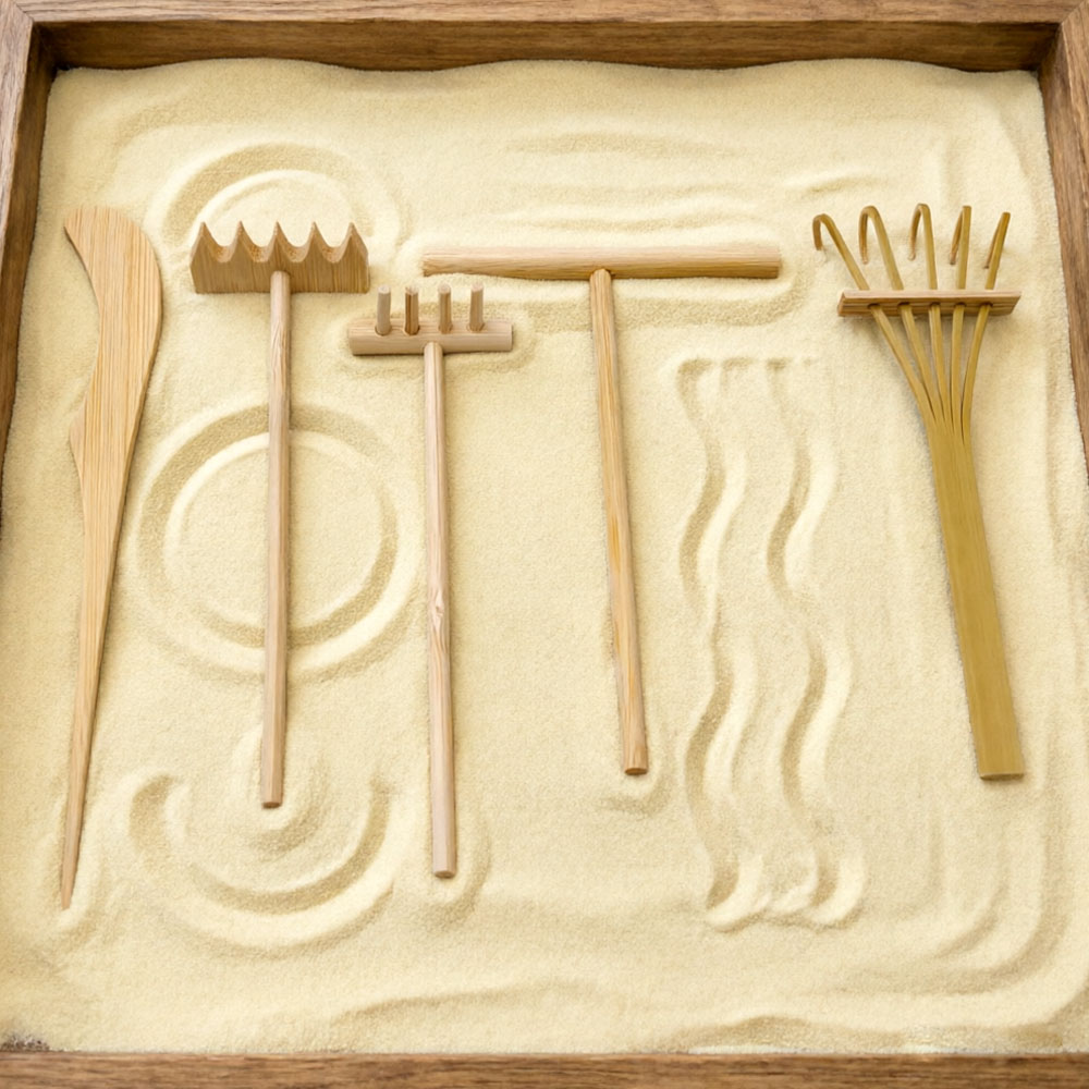 Kit de 6 râteaux à sable en ba - Zen Gardening Tools avis et prix